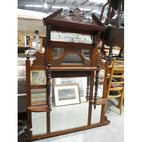 3078 - Edwardian Mahogany Over Mantle Mirror