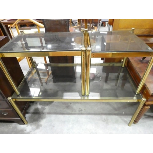 3085 - Vintage Glass Top 1970s Coffee Table and Pair Lamp Tables
Sizes of Largest Table:
Length: 113
Height... 