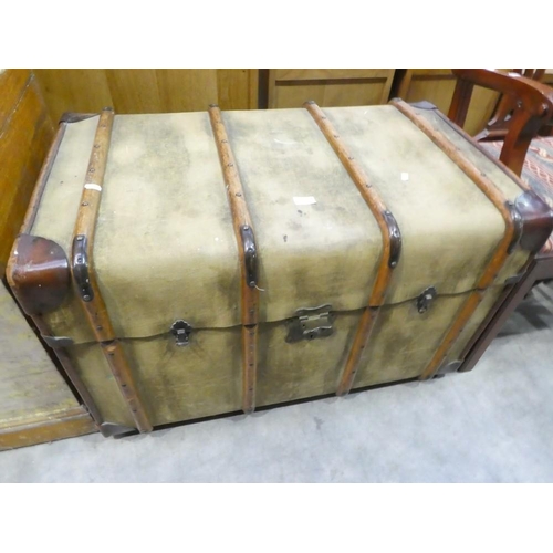 3095 - GT Canvas and Leather Wood Bound Trunk