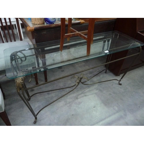 3105 - Glass and Metal Console Table