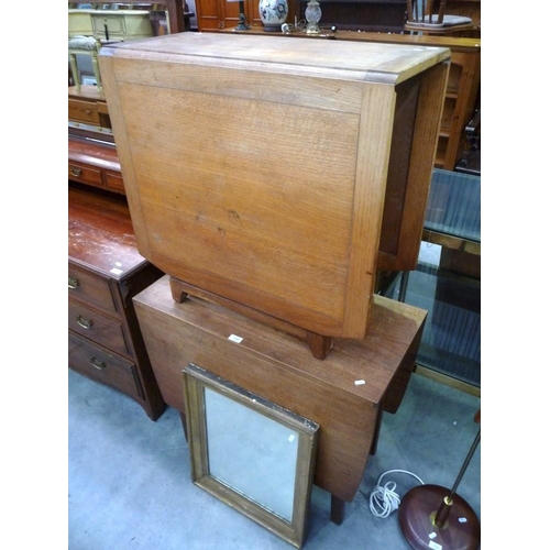 3108 - Vintage Teak Drop Leaf Dining Table, Vintage Oak Drop Leaf Dining Table and a Gilt Framed Wall Mirro... 