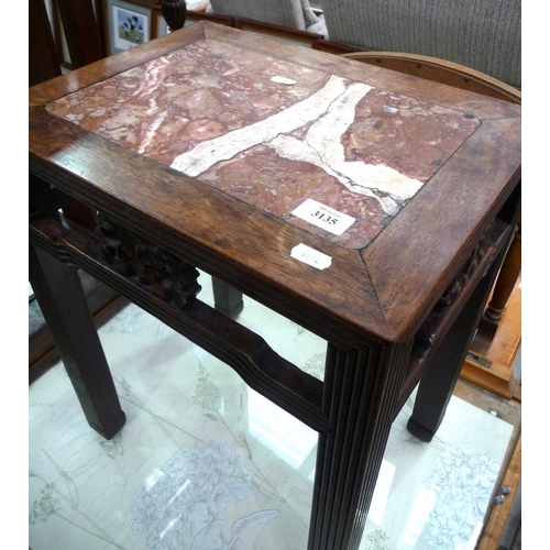 3135 - Chinese Mahogany and Marble Occasional Table