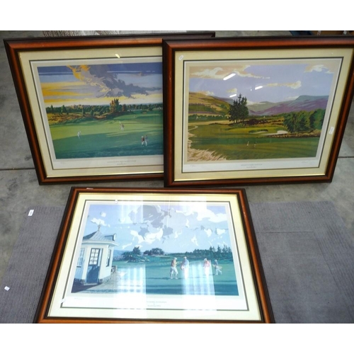 3173 - 3 Signed Kenneth Reed Prints of Gleneagles Golf Course (approx 99cm x 80cm)