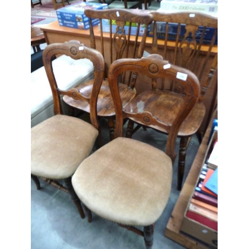 3181 - Pair of Victoirian  Mahogany Dining Chairs & 2 Pine Spar Back Chairs