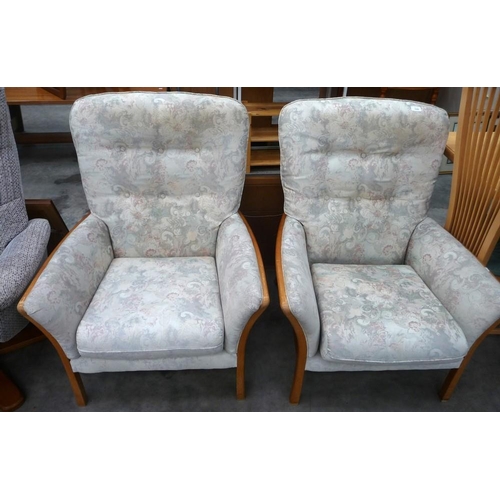 3183 - Pair of Teak Framed Armchairs