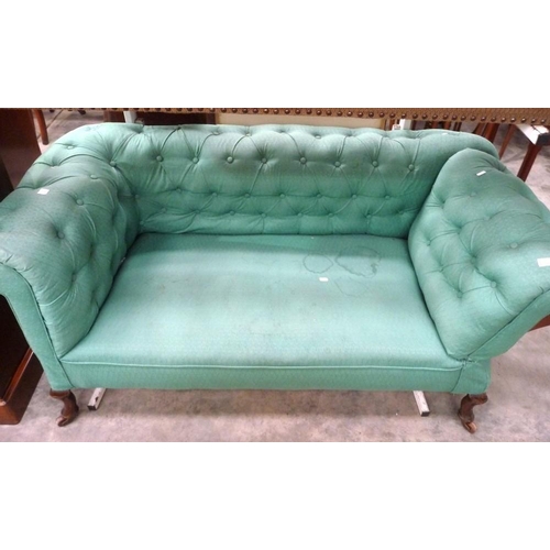 3195 - Edwardian Button Back Upholstered Sofa with drop end