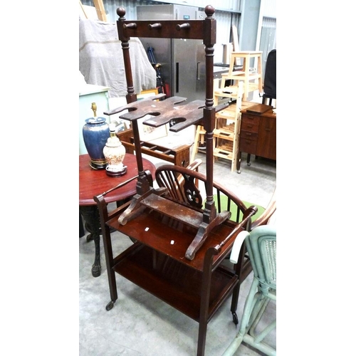 3201 - Vintage Mahogany Tea Tray & Pine Boot Stand