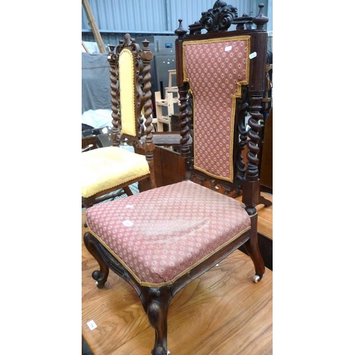 3203 - Victorian Rosewood Barkley Twist Nursing Chair