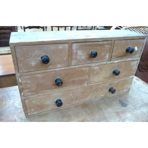 3221 - Antique Pine Bank of Drawers