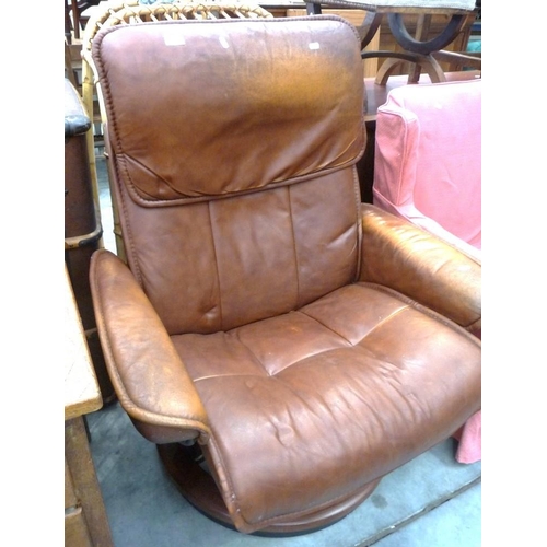 3223 - Stressless Brown Leather Swivel Chair