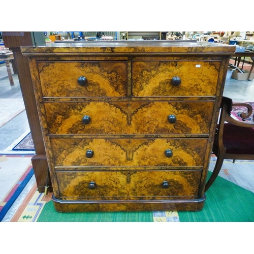 3246 - Victorian Burr Walnut 2 Over 3 Drawer Chest.