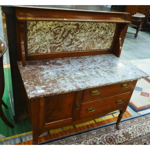 3249 - Victorian Mahogany Wash Stand with Marble Top - 107cm W x 57cm D x 121cm T.