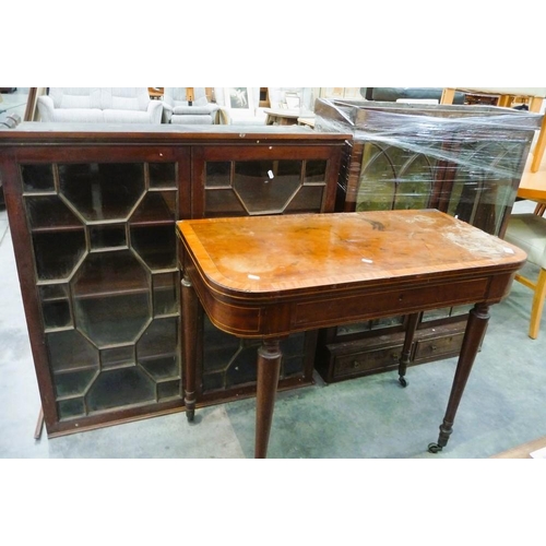 3252 - Victorian Mahogany Fold-Over Tea Table & 2 Mahogany Bookcase Tops