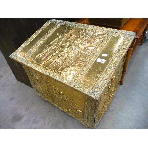 3278 - Embossed Brass Coal Box