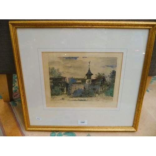 3287 - Framed Aquatint of the 