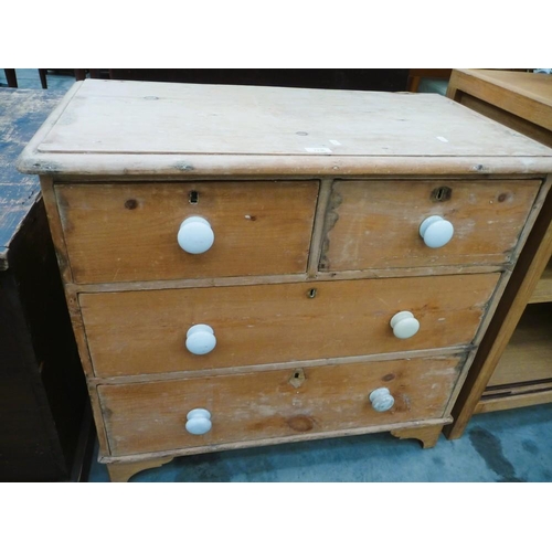 3296 - Antique Pine 2 Over 2 Drawer Chest