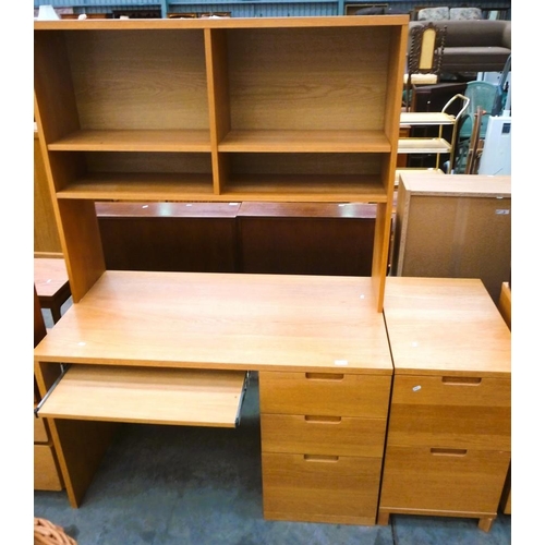 3304 - Oak Computer Desk & Filing Cabinet