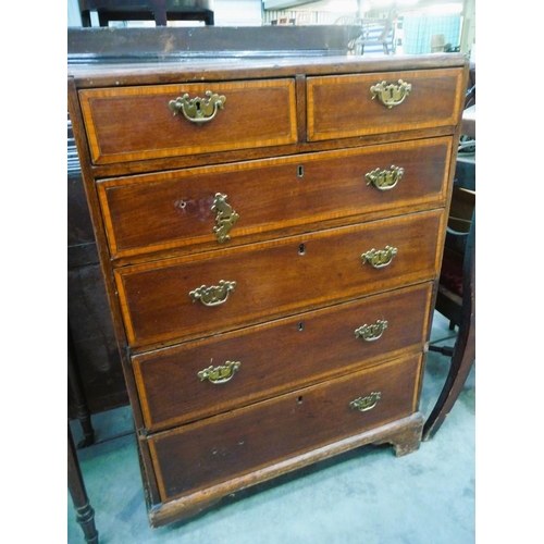 3320 - Antique Mahogany Inlaid 2 over 4 Drawer Chest