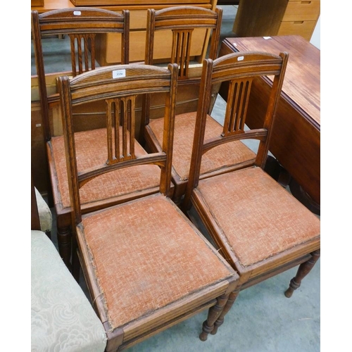 3336 - 4 Edwardian Oak Dining Chairs