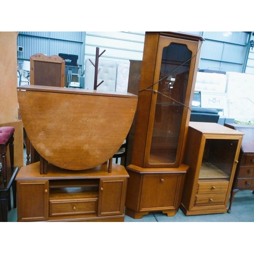 3346 - Teak Dining Table, Television Cabinet, Corner Cabinet & Stereo Cabinet