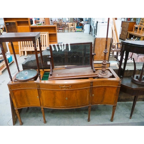 3358 - Mahogany Part Sideboard, Dressing Mirror, Standard Lamp etc