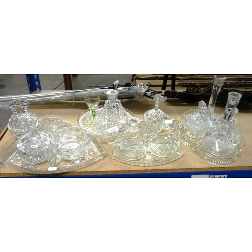 3575 - Assorted Cut Glass, Vases, Trays, Candle Sticks Etc