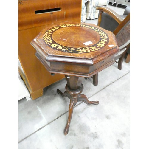 3339 - Victorian Walnut Inlaid Work Table