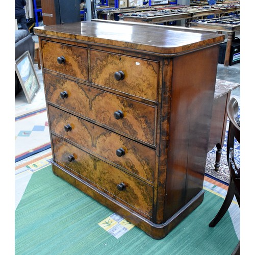 3246 - Victorian Burr Walnut 2 Over 3 Drawer Chest.