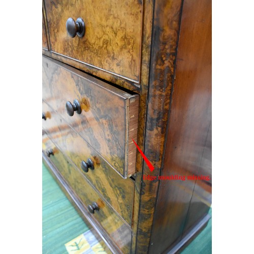 3246 - Victorian Burr Walnut 2 Over 3 Drawer Chest.