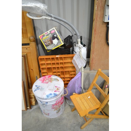 3164 - Waste Paper Basket, Child's Chair, Paper Shredder, Wall Rack, Hand Warmers & Magnifying Lamp