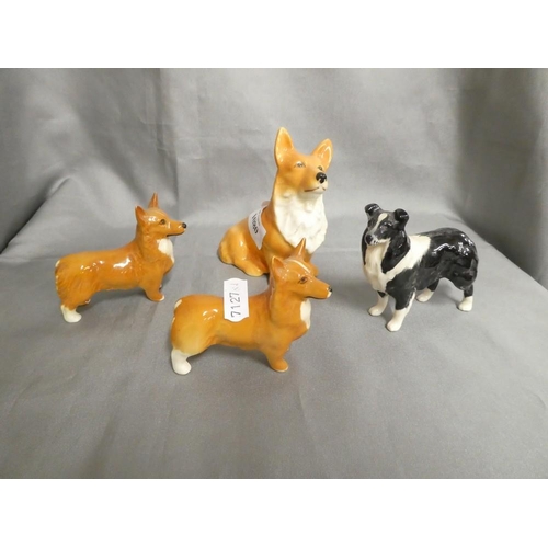 1080 - Sylvac & Two Beswick Corgi Dogs & Beswick Collie Ornaments.