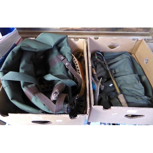 1603 - Two Boxes - Shooting & Fishing Items - Game Bag, Cartridge Belts, Gun Cases etc.