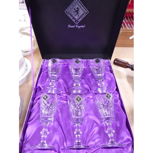 2064 - Boxed Set of Six Small Size Edinburgh Crystal Wine Glasses.