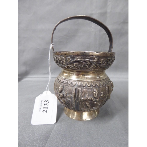 2133 - Indian White Metal Urn Shaped Vase, approx 13cm tall.