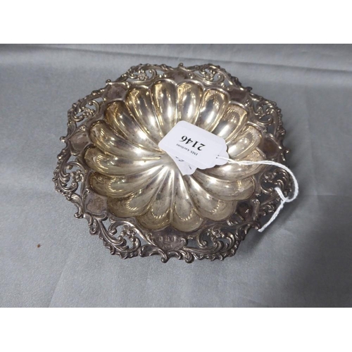 2146 - Birmingham Silver Fluted Dish with Pierced Rim, approx 15cm in diameter 3.5oz troy.