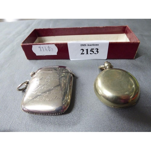 2153 - Birmingham Silver Vesta Case & Silverplated Sovereign Case.