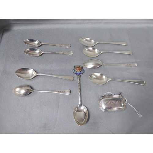 2155 - Six Sheffield Silver Coffee Spoons, Pair London Silver Coffee Spoons, Birmingham Souvenir Spoon & Sh... 