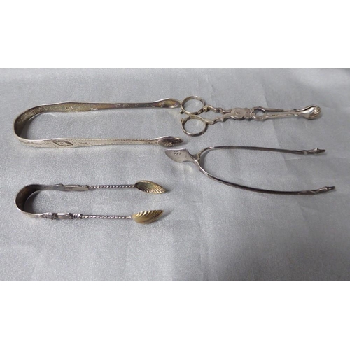 2164 - Collection of Silver Sugar Tongs 2.4oz troy.