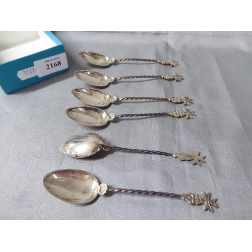 2168 - Set of Six Maltese Silver (917) Souvenir Teaspoons approx 2.6oz troy.