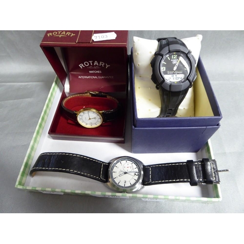 2180 - Three Gents Wristwatches - Rotary, Nautica & Casio.