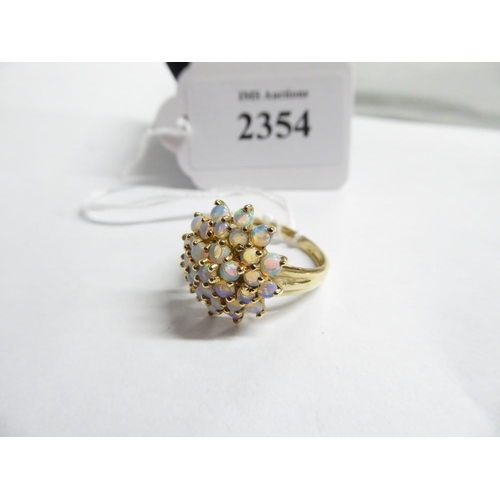 2354 - Large Gold Opal Cluster Ring Size UK R, weighs approx 3.9g