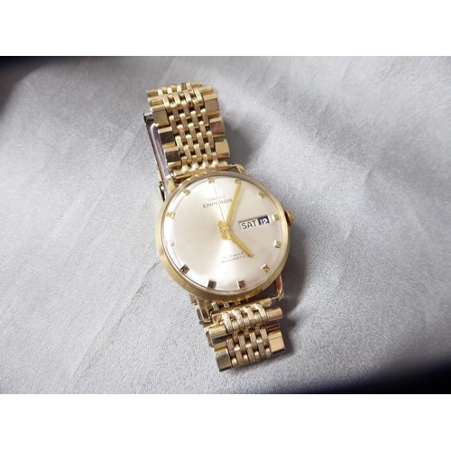 2379 - Vintage 9ct Gold Cased Swiss Emperor Gents Wristwatch  (later gold plated bracelet). Case approx 30m... 