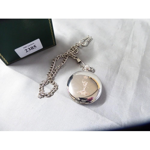 2385 - Modern Swiss Silver Company Quartz Pocket Watch & Guard Chain.