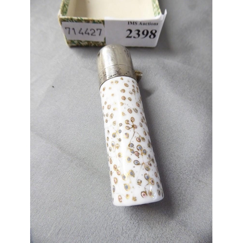 2398 - Silver Mounted Porcelain Scent Bottle, approx 7.5cm tall.