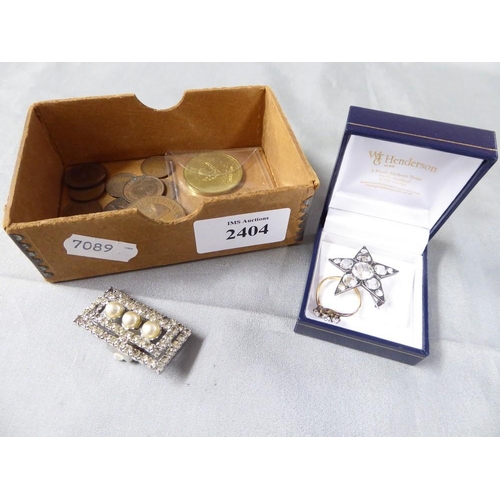 2404 - Small Box - Costume Jewellery & UK Copper Coins.