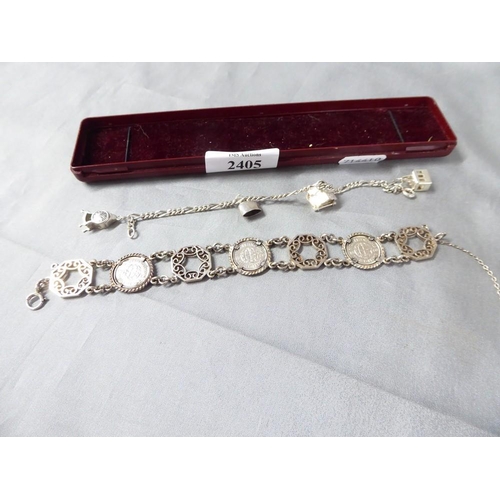 2405 - 2 Silver Bracelets weighing approx 37g