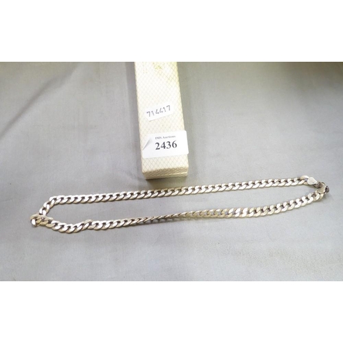 2436 - Heavy Silver Curb-Link Neck Chain weighing approx 45g, measuring 50cm.