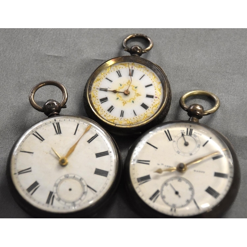 2450 - Two Silver Cased Pocket Watches and a Fob Watch.