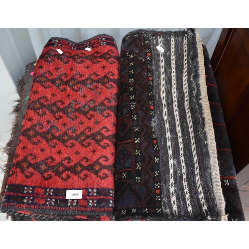 3005 - Two Antique Rug Saddle Bags- 108 x 60cm & 102 x 60cm.