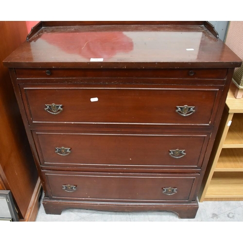 3017 - Edwardian Mahogany Gallery Three Drawer Chest